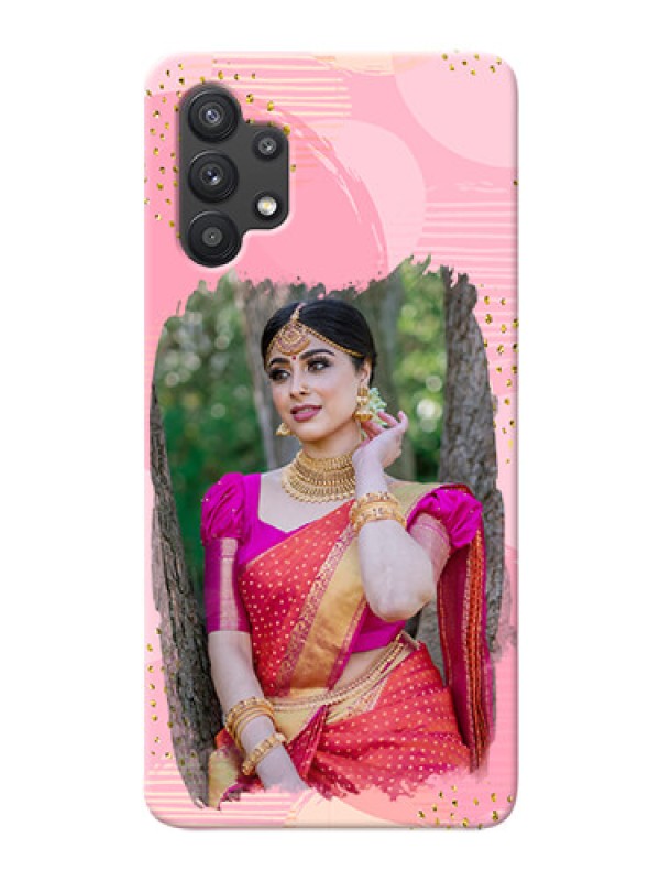 Custom Galaxy M32 5G Phone Covers for Girls: Gold Glitter Splash Design