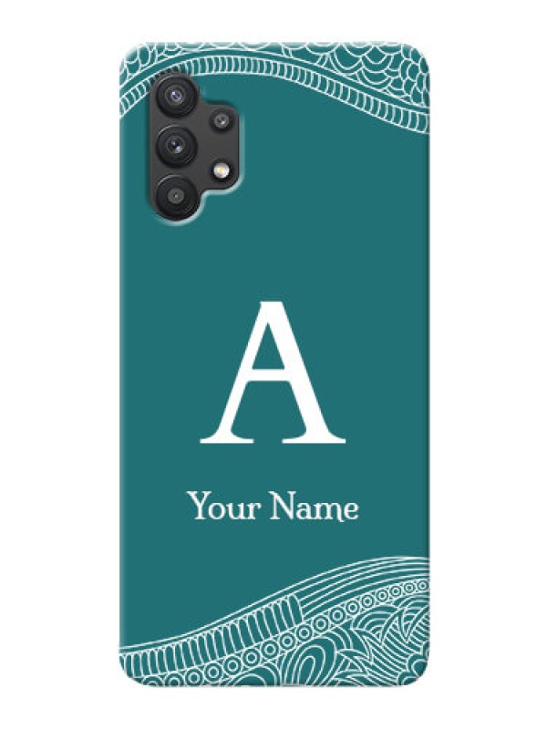 Custom Galaxy M32 5G Mobile Back Covers: line art pattern with custom name Design