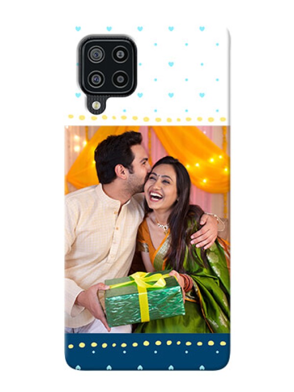 Custom Galaxy M32 Phone Covers: White and Blue Abstract Design