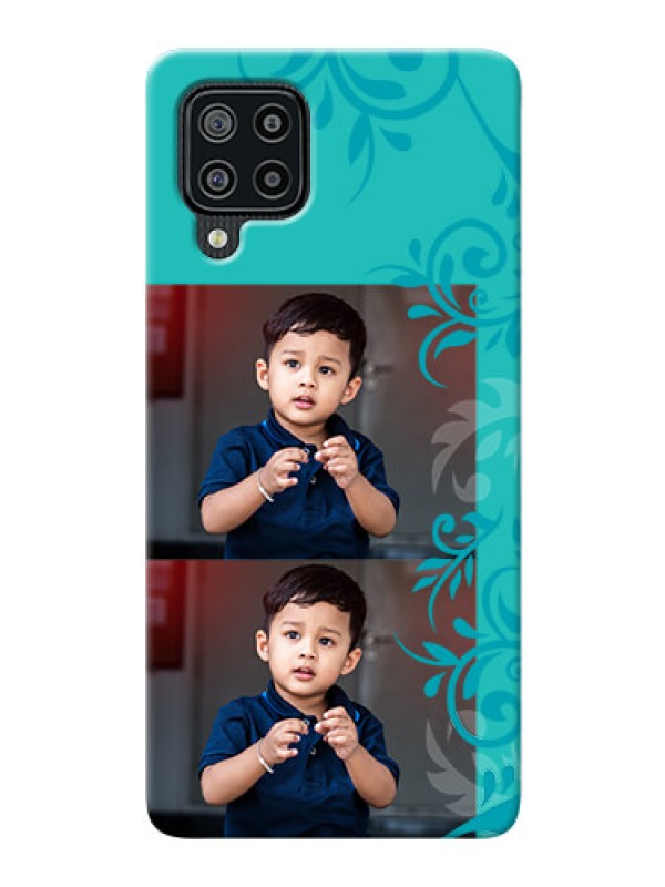 Custom Galaxy M32 Mobile Cases with Photo and Green Floral Design 