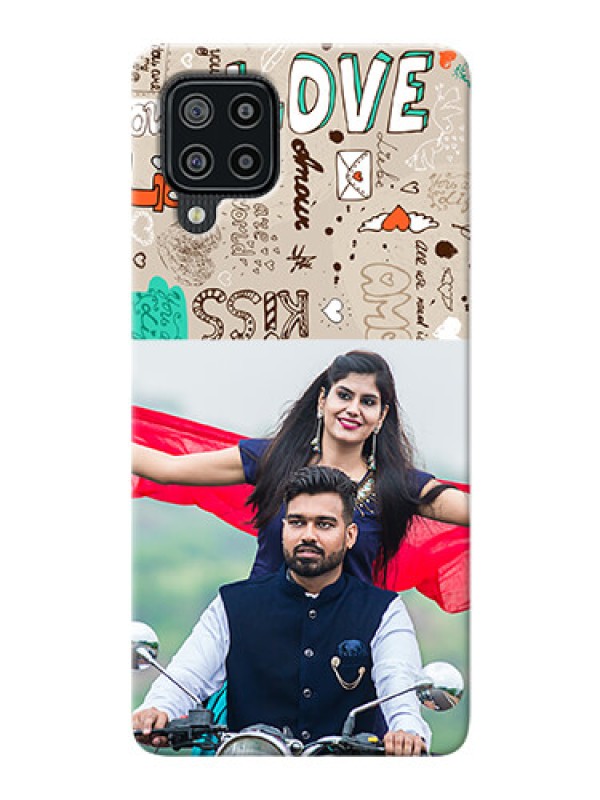 Custom Galaxy M32 Personalised mobile covers: Love Doodle Pattern 