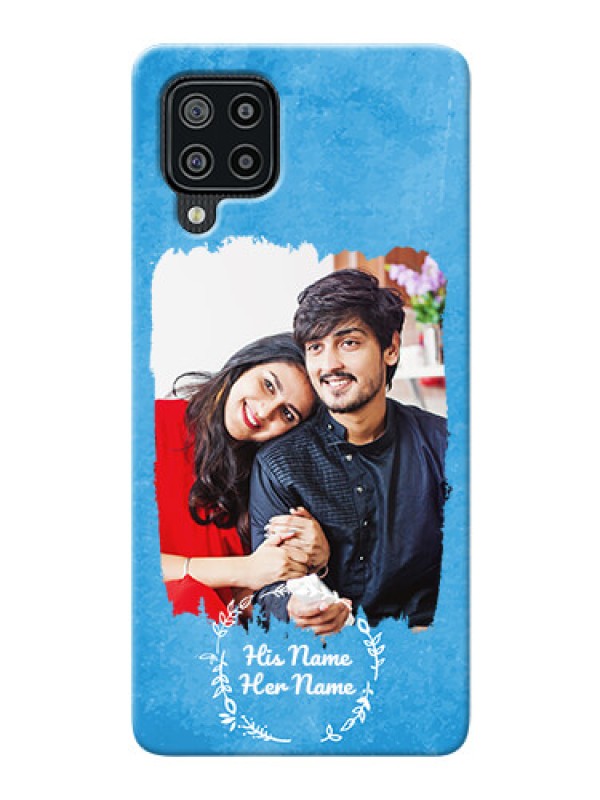 Custom Galaxy M32 custom mobile cases: Blue Color Vintage Design