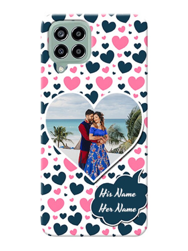 Custom Galaxy M33 5G Mobile Covers Online: Pink & Blue Heart Design