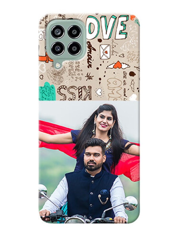 Custom Galaxy M33 5G Personalised mobile covers: Love Doodle Pattern 