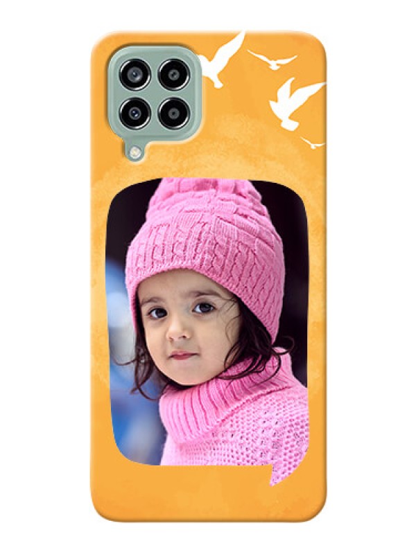 Custom Galaxy M33 5G Phone Covers: Water Color Design with Bird Icons