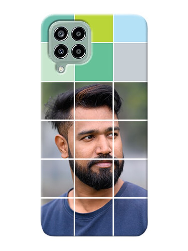 Custom Galaxy M33 5G personalised phone covers with white box pattern 