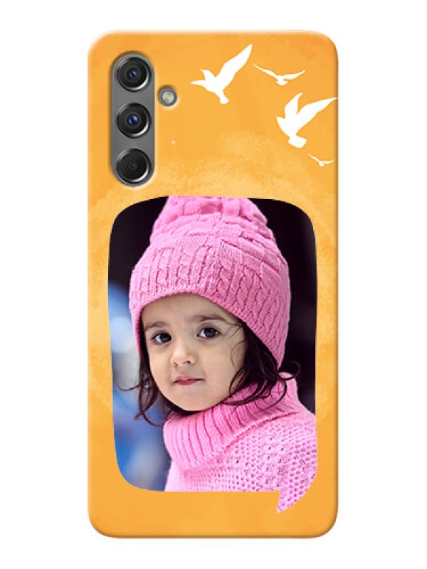 Custom Galaxy M34 5G Phone Covers: Water Color Design with Bird Icons