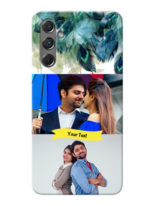 Custom Galaxy M34 5G Phone Cases: Image with Boho Peacock Feather Design