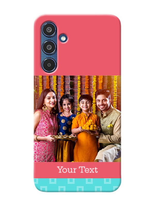 Custom Samsung Galaxy M35 5G Mobile Back Covers: Peach And Blue Color Design