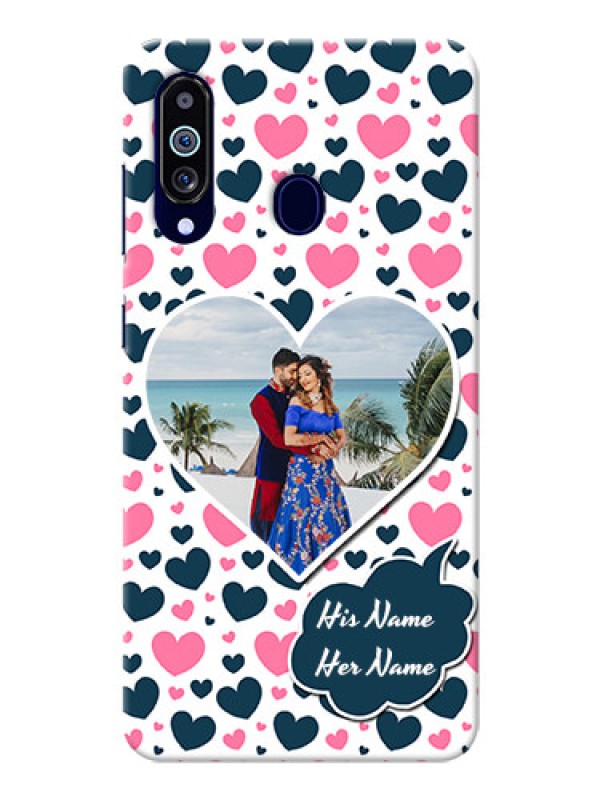Custom Galaxy M40 Mobile Covers Online: Pink & Blue Heart Design