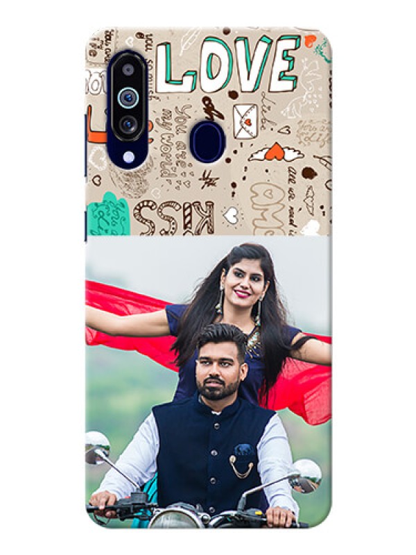 Custom Galaxy M40 Personalised mobile covers: Love Doodle Pattern 