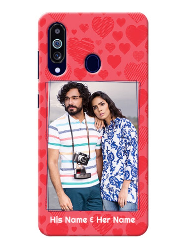 Custom Galaxy M40 Mobile Back Covers: with Red Heart Symbols Design