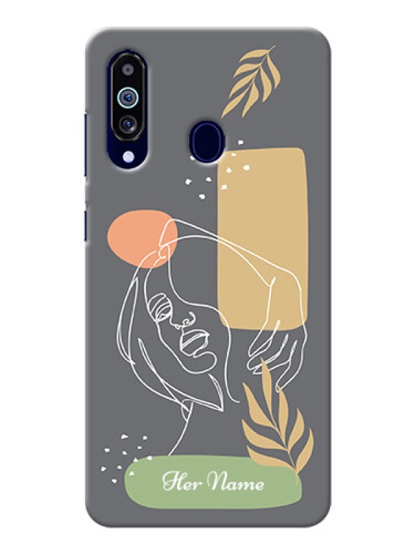 Custom Galaxy M40 Phone Back Covers: Gazing Woman line art Design
