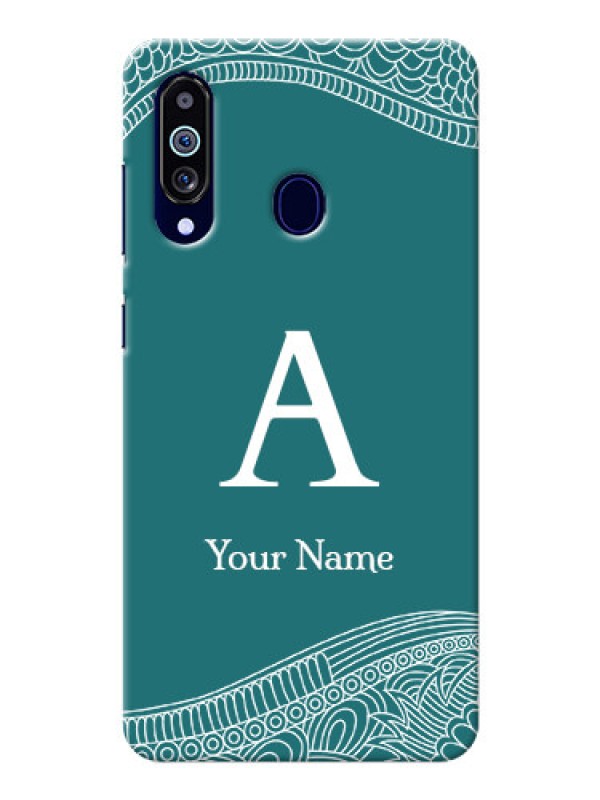 Custom Galaxy M40 Mobile Back Covers: line art pattern with custom name Design
