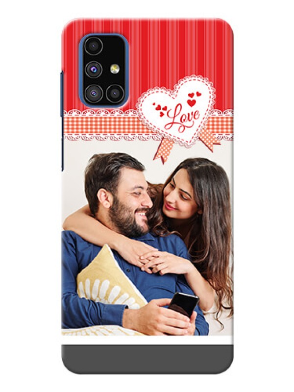 Custom Galaxy M51 phone cases online: Red Love Pattern Design