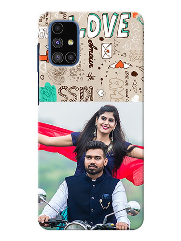 Custom Galaxy M51 Personalised mobile covers: Love Doodle Pattern 