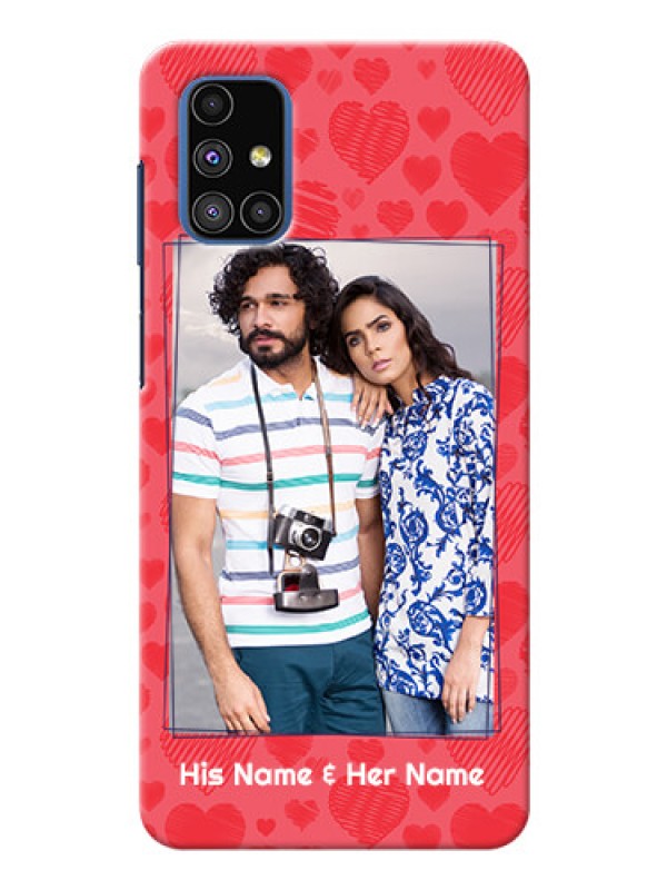 Custom Galaxy M51 Mobile Back Covers: with Red Heart Symbols Design