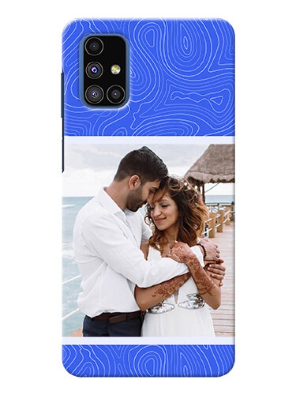 Custom Galaxy M51 Mobile Back Covers: Curved line art with blue and white Design