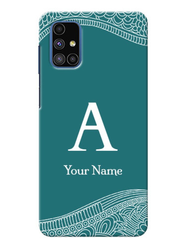 Custom Galaxy M51 Mobile Back Covers: line art pattern with custom name Design