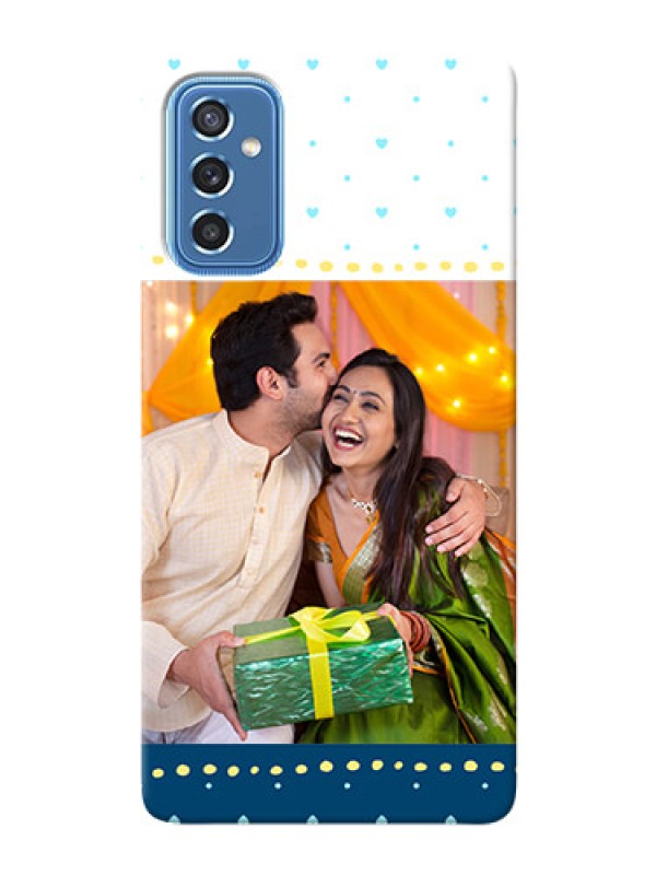 Custom Galaxy M52 5G Phone Covers: White and Blue Abstract Design