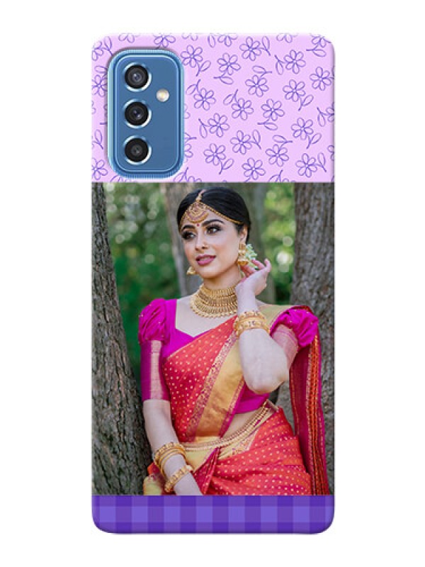 Custom Galaxy M52 5G Mobile Cases: Purple Floral Design