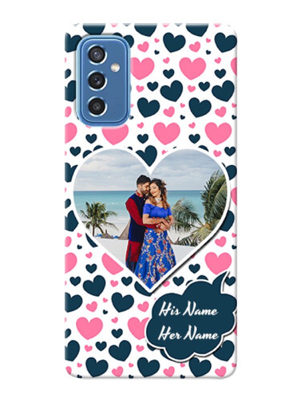Custom Galaxy M52 5G Mobile Covers Online: Pink & Blue Heart Design