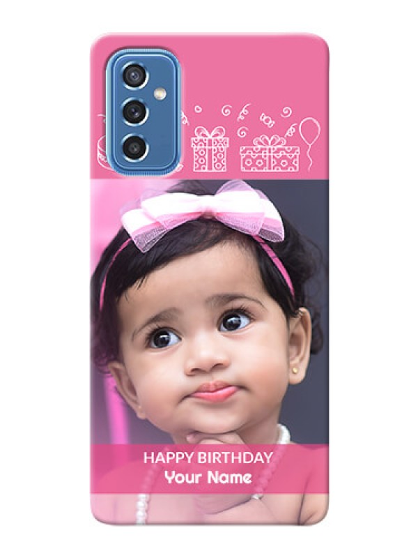 Custom Galaxy M52 5G Custom Mobile Cover with Birthday Line Art Design