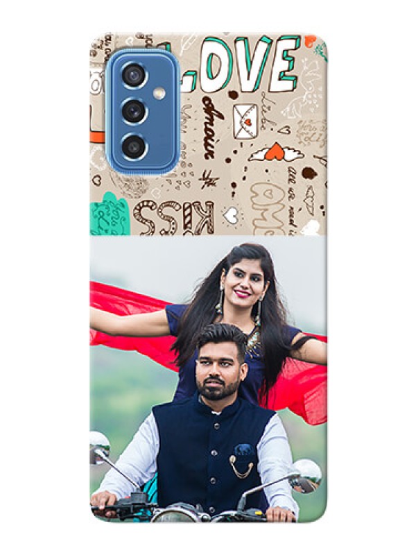 Custom Galaxy M52 5G Personalised mobile covers: Love Doodle Pattern 