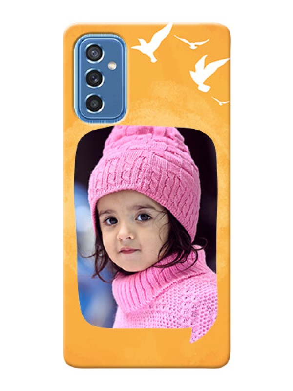 Custom Galaxy M52 5G Phone Covers: Water Color Design with Bird Icons