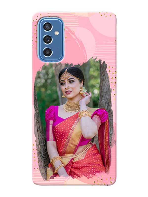 Custom Galaxy M52 5G Phone Covers for Girls: Gold Glitter Splash Design