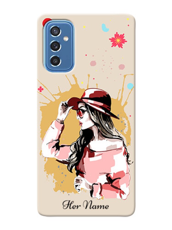 Custom Galaxy M52 5G Back Covers: Women with pink hat  Design