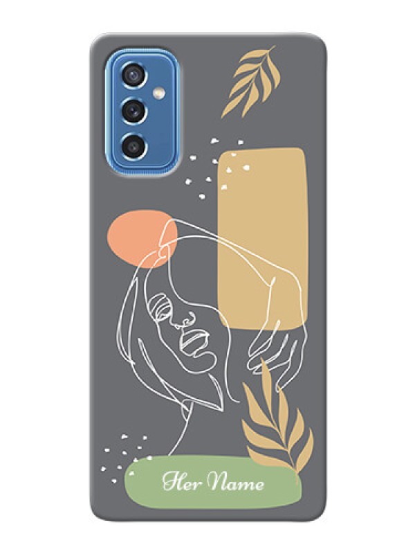 Custom Galaxy M52 5G Phone Back Covers: Gazing Woman line art Design