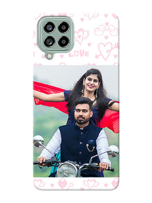 Custom Galaxy M53 5G personalized phone covers: Pink Flying Heart Design