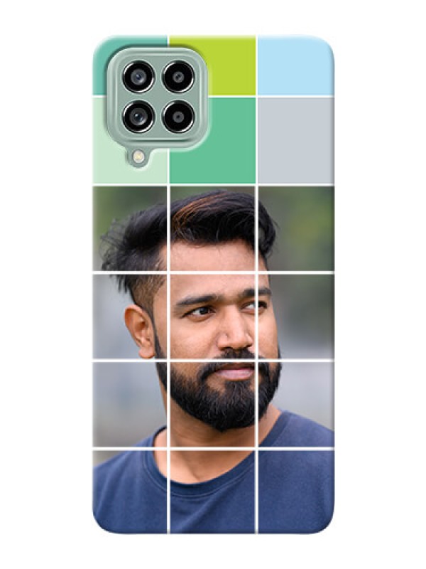 Custom Galaxy M53 5G personalised phone covers with white box pattern 