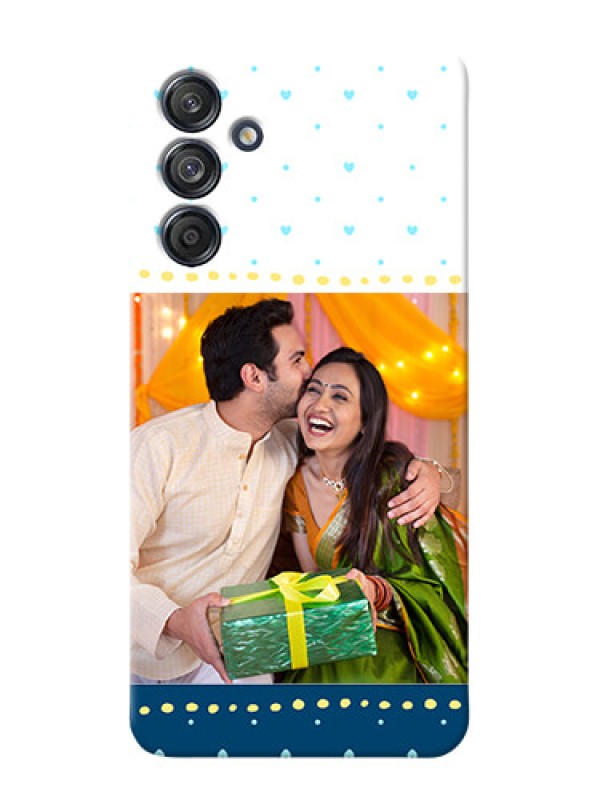 Custom Galaxy M55 5G Phone Covers: White and Blue Abstract Design