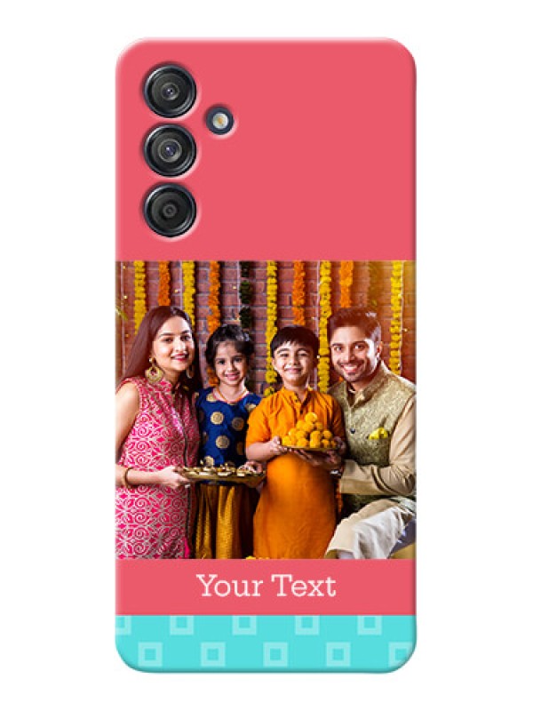 Custom Galaxy M55 5G Mobile Back Covers: Peach And Blue Color Design