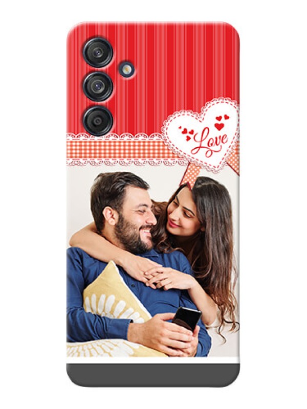 Custom Galaxy M55 5G phone cases online: Red Love Pattern Design