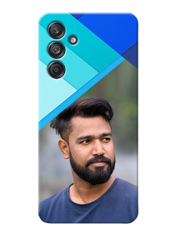 Custom Galaxy M55 5G Phone Cases Online: Blue Abstract Cover Design