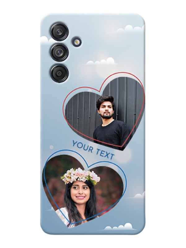 Custom Galaxy M55 5G Phone Cases: Blue Color Couple Design