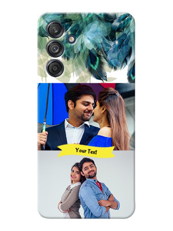 Custom Galaxy M55s 5G Phone Cases: Image with Boho Peacock Feather Design