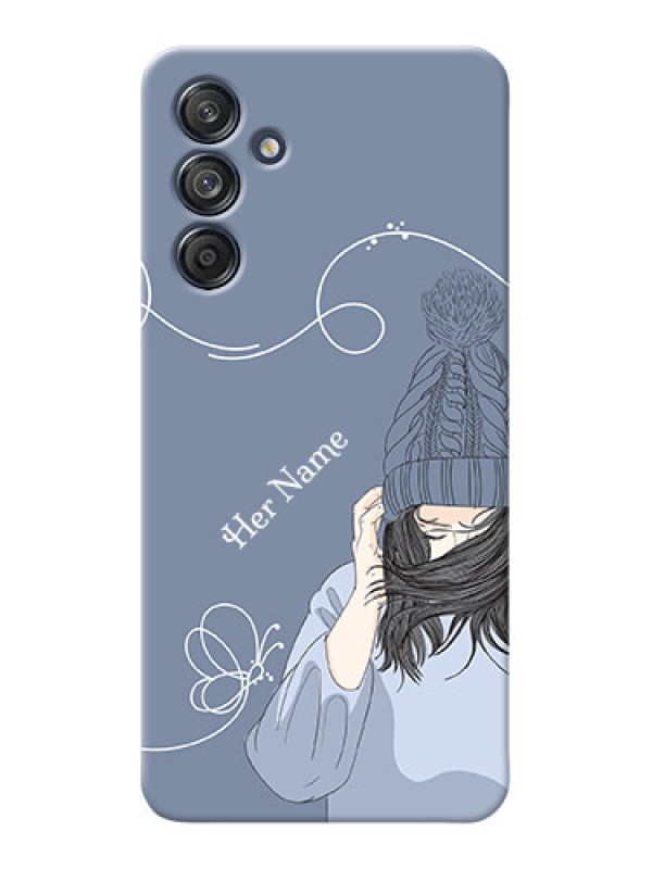 Custom Galaxy M55s 5G Custom Mobile Case with Girl in winter outfit Design