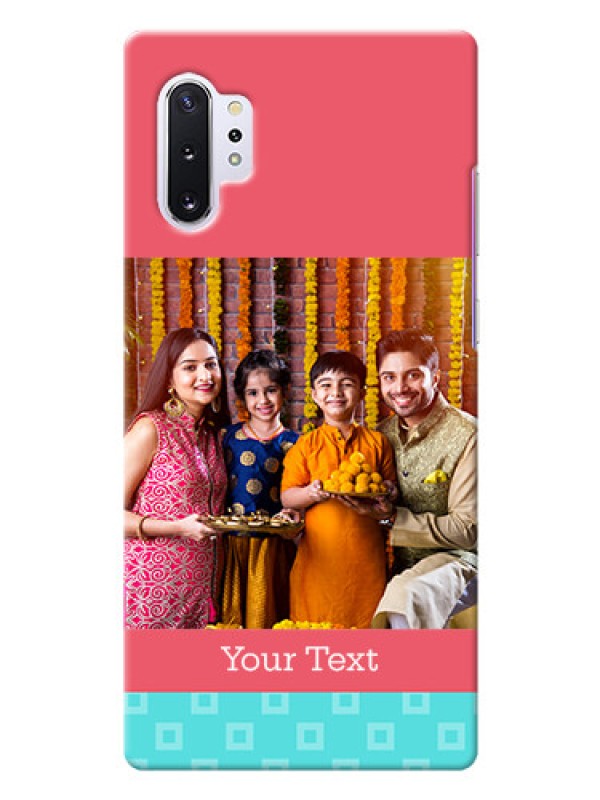 Custom Galaxy Note 10 Plus Mobile Back Covers: Peach & Blue Color Design