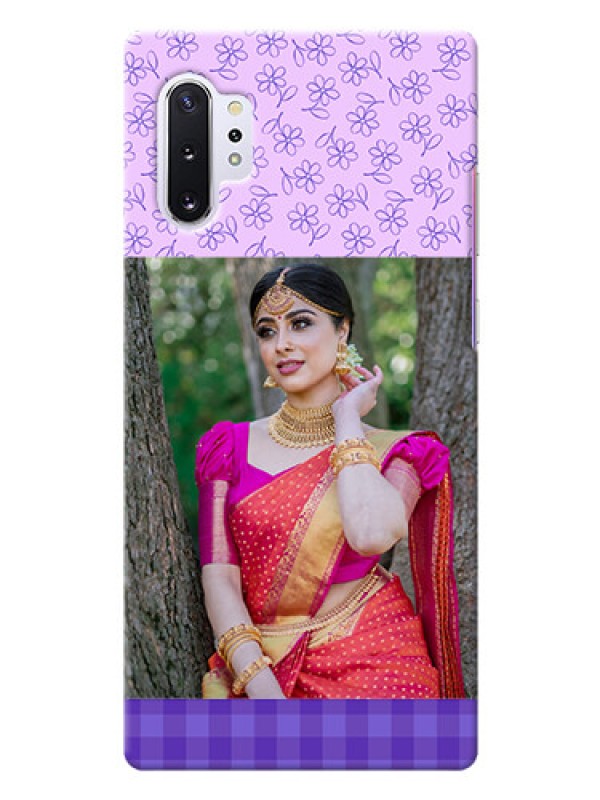 Custom Galaxy Note 10 Plus Mobile Cases: Purple Floral Design