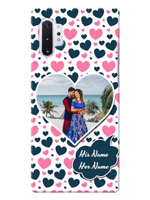Custom Galaxy Note 10 Plus Mobile Covers Online: Pink & Blue Heart Design