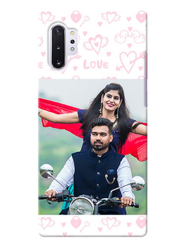 Custom Galaxy Note 10 Plus personalized phone covers: Pink Flying Heart Design