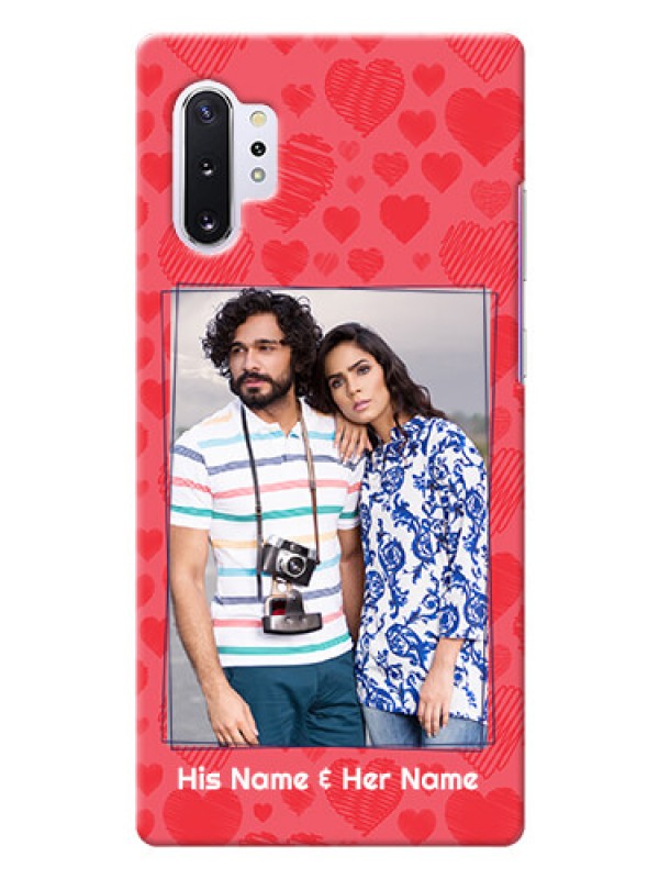 Custom Galaxy Note 10 Plus Mobile Back Covers: with Red Heart Symbols Design