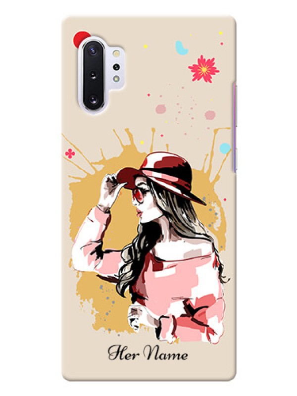 Custom Galaxy Note 10 Plus Back Covers: Women with pink hat  Design