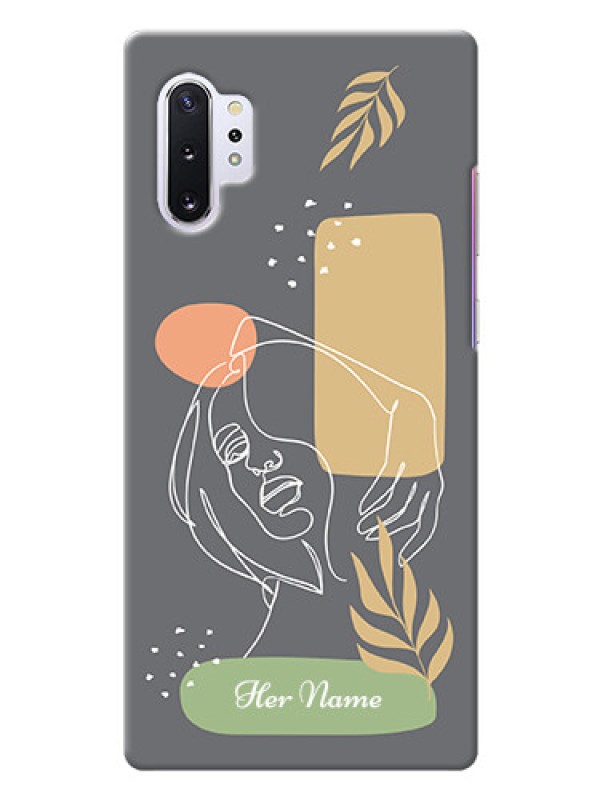 Custom Galaxy Note 10 Plus Phone Back Covers: Gazing Woman line art Design