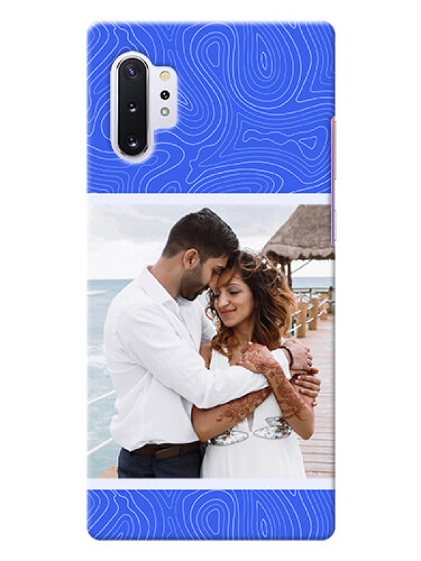 Custom Galaxy Note 10 Plus Mobile Back Covers: Curved line art with blue and white Design