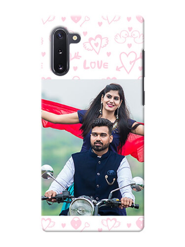 Custom Galaxy Note 10 personalized phone covers: Pink Flying Heart Design